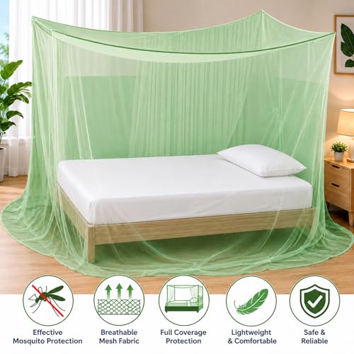 Image of BENAVJI Foldable Machardani Single Bed Mosquito net (Green, 3.5FT X 6FT) | Strong, Breathable, Lightweight, Portable & Ideal for Daily Usage