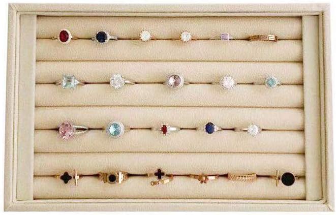 Beautiful Beige Jewelry Collection Storage Tray Premium Quality Stackable Rearrangeable Organizer for Rings Drawer Divider Insert Closet Organization image 3