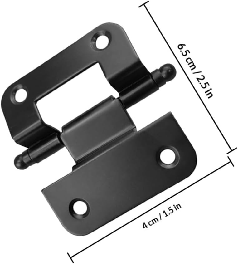 10pcs Black Electrophoresis Embedded Cabinet Hinges 51x6x1.5mm Self-Closing Heavy Duty Door Hinges for Kitchen Bathroom Cupboards