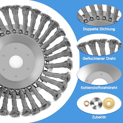 Lvelfe Professional Unkrautbürste, Unkrautbürste Freischneider mit 25.4 mm Durchmesser, Hochwertige Wildrasbürste für Benzin Rasenmäher, Unkrautbürste für Rasentrimmer – Bild 3