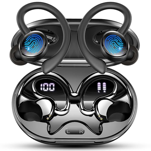 2026 Nueva Auriculares Inalambricos Deportivos, Auriculares Bluetooth 5.4 HiFi Estéreo con 4 HD Mic, 50H Cascos Inalambricos Bluetooth con Cancelacion Ruido ENC, Pantalla LED/IP7 Impermeable Cascos