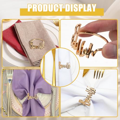 Napkin Rings, 18 Pack Bismillah Letter Metal Napkin Ring Set, Alphabet Napkin Buckles Holders Dinner Table Decor Accessories for Wedding, Party, Ramadan, Candlelit Banquet (Gold) - Cosy Home Interiors Napkin Rings, 18 Pack Bismillah Letter Metal Napkin Ring Set, Alphabet Napkin Buckles Holders Dinner Table Decor Accessories for Wedding, Party, Ramadan, Candlelit Banquet (Gold) - Image 4