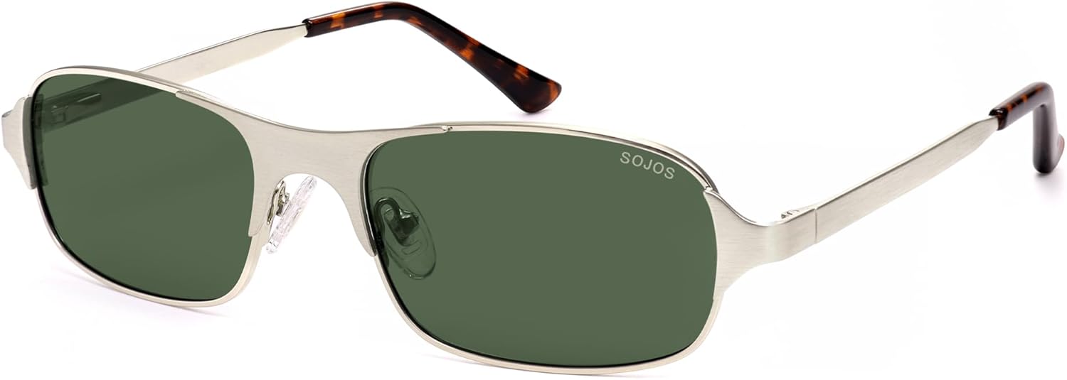 SOJOS Retro Rectangle Polarized Sunglasses for Men Women, 70s 80s Vintage Small Square Sunnies SJ1267