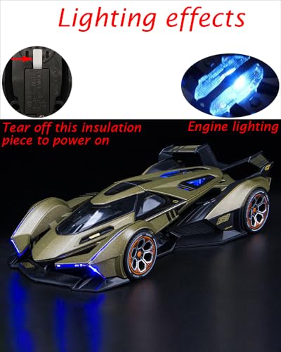 Auto de juguete deportivo Lambo V12 1:22 Verde con luz y sonido miniatura 4