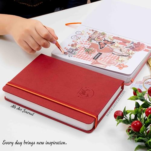Image of NEORAH - A5 - ART JOURNAL | 200Gsm Dotgrid Notebook |160 Pages(21.0 x 14.8 cm) | Lay Flat |Hard Cover Bullet - Journal | 3 Bookmarks |Elastic Closure | Inner BackPocket | Ideal- Artist Notebook (RED)