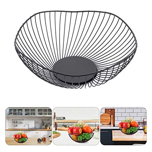 Hemoton Cesto de Frutas Preto Arame de Metal Suporte de Frutas Vegetais Estilo Nórdico Travessa de S