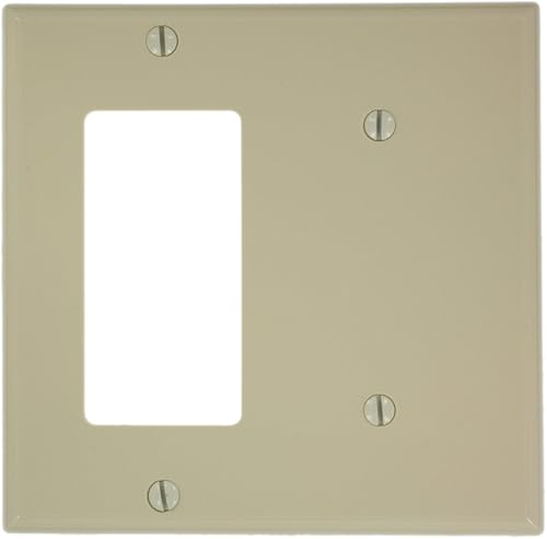 Leviton DecoraICFT - Placa de pared para combinación de dispositivos de 2 unidades, 1 blanco, tamaño estándar, 80708-I