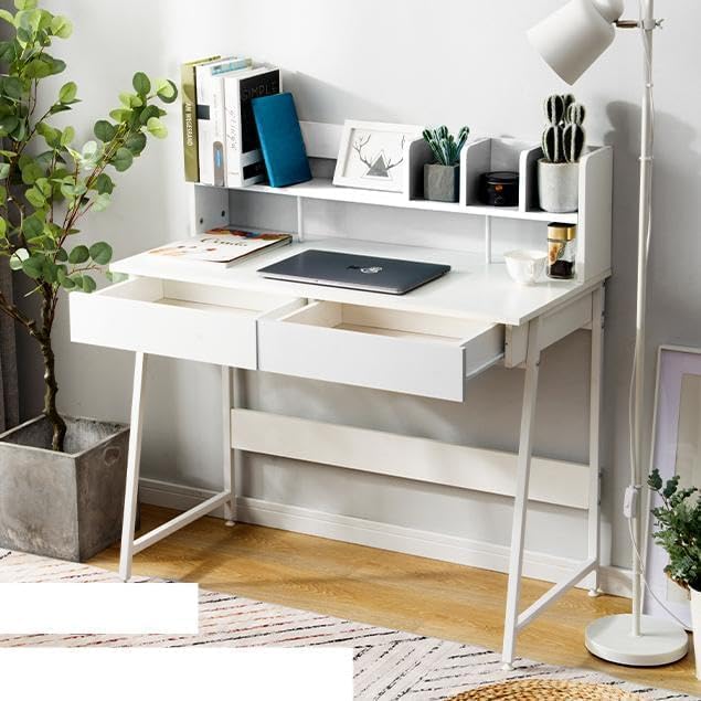 デスク パソコンデスク 引き出し付き 机 白 勉強机 木製 収納付 白い机ミシン台 書斎机 学習机