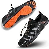  DUORO Herren Aquaschuhe Schwimmschuhe Damen rutschfest Badeschuhe Schnell Trocknend Wasserschuhe für Wassersport Bootfahren Yoga (44 EU, Schwarz)