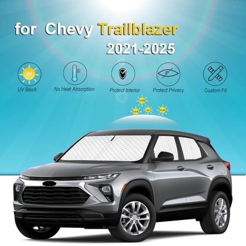 Image of KMF Windshield Sun Shade Replacement for Chevy Trailblazer Accessories 2021-2024, Side Window Sun Shade Cover Sun Visor Shield Cover, Rear Window Sunshade for Camping UV Block and Privacy Protect