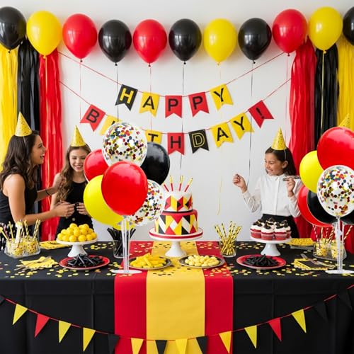 Kit support de ballons Mickey rouge jaune noir pour table anniversaire