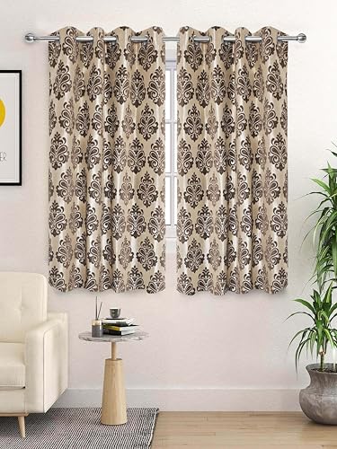 Image of Saral Home Medallion Chenille Blackout Window Curtains 2pc,Lt.Brown. 4x5 Ft
