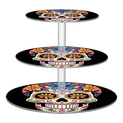 PYBUG Skeleton 3 Tier Acrylic Cupcake Stands Tower,Dessert Table Display Set for Tea Party,Wedding,Birthday, Baby Shower