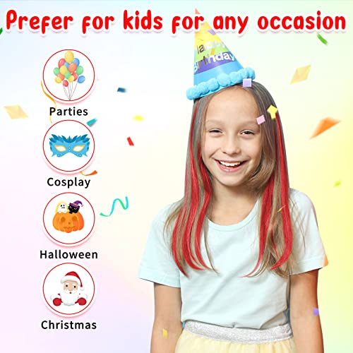 24Pcs Red Hair Extensions 20 Inch Colored Party Highlights Clip In Hair Extensions For Girls Heat-Resistant Straight Hairpieces Fake Hair Accessories For Women Kids Girls Halloween Christmas Gifts #TOP3