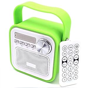 Keukenradio, badradio, groen, mini bluetooth-luidspreker met radio, FM-afstandsbediening, douche, kinderradio, badkamer, badkamer, Aux Retro USB-aansluiting voor keuken, tijd, draagbaar, kleine bas, douche-radio, vintage, kind