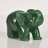 Hand Carved Gemstone Aventurine Elephant Statue Figurine Collectible Decor 2"
