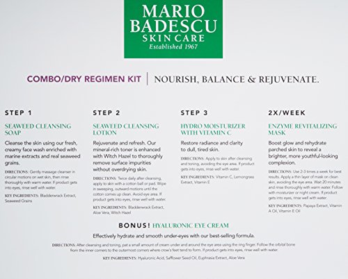 Mario Badescu Combo/Dry Regimen 5 Piece Kit, Skincare Gift Set Includes Seaweed Cleansing Soap, Seaweed Cleansing Lotion, Hydro Moisturizer, Enzyme Revitalizing Mask, And Hyaluronic Eye Cream thumb #2