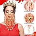 Mepase Women Belly Dance Face Veil with Beads Sequins for Outfit Halloween Costume Accessory(Red)