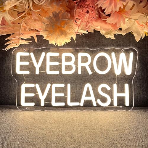 Image of Eyebrow Eyelash Neon Sign Spa Beauty Room Nail Brows Lashed Salon Studio LED Wall Art Decor For Business Stores Logo Barber Shops Led Word Indoor Custom Neon Lights 5V USB Powered Warm White 40x20.1cm