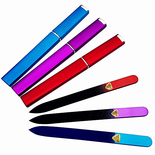 Czech Glass Nail Files, Glass Fingernail Files for Professional Manicure Nail Care, File in Any Direction, Expertly Shape & Sculpt Nails - Bona Fide Beauty Premium Czech Glass