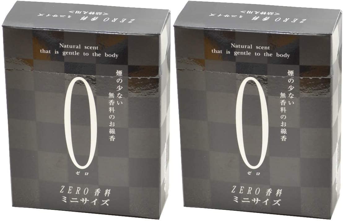 【2個セット】 奥野晴明堂 ZERO ブラック ミニ寸 線香 詰め替え 約60g×2P ◆微煙香 無香 黒 ゼロ香料 屋内用 マンション 集合住宅線香 つめかえ タイプ サイズ