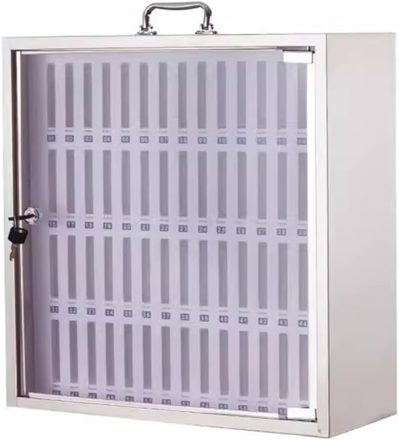 Cell Phone Locker Box for Classroom with Door Locks and Keys Clear Acrylic Jail Storage Cabinet，60 Mobile Phone Storage Cabinet, Wall Mounted Metal Organizer for School, Office & Conference