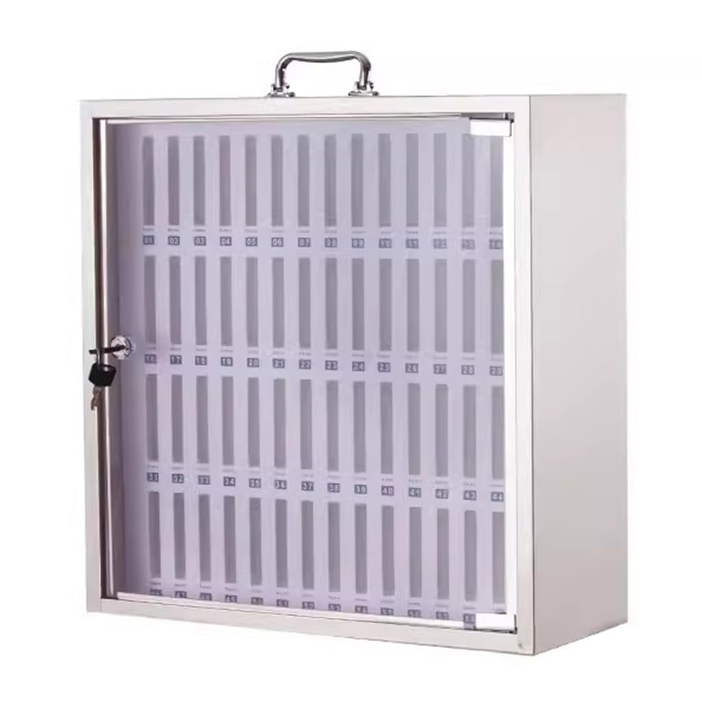 Gabinete de almacenamiento de teléfono de o inoxidable con cerradura para escritorio seguro para reunes de empleados solución de almacenamiento de oficina color plateado 60 unidades de