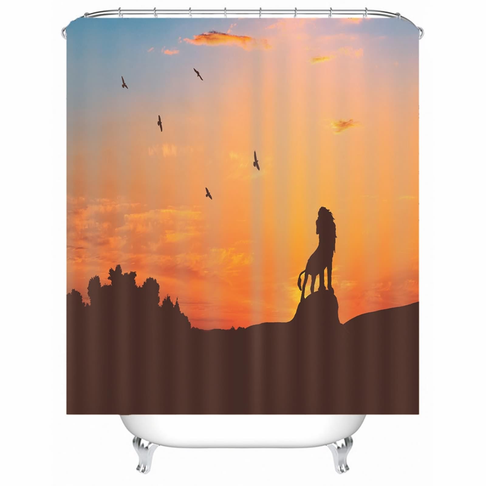 Rideau de douche imperméable et anti-moisissure grand format coucher de soleil