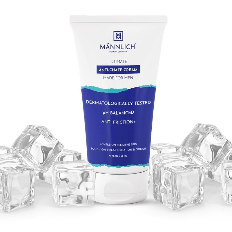 Mannlich Anti Chafing Cream for Men, Anti-Rash Cream for Intimate Areas, Reduces Inner Thigh Rashes from Sports and Fitness Activities, Prevents from Sweat, Odor.