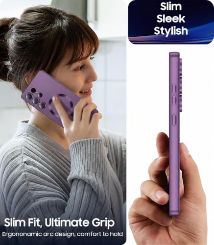 Image of DIZORO Samsung S25 Ultra Case, Compatible with Mag Safe, Matte Luxury Metallic Luster Flexible TPU Wireless Charging Shockproof Case with Camera Protector Protector - Deep