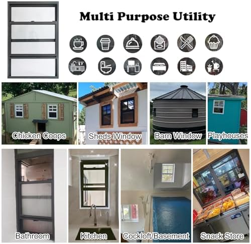 Commercial Vertical Sliding Window for Restaurants, Food Trucks & Mobile Carts – Perfect Service Window Replacement for Outdoor Kitchens & Snack Stands