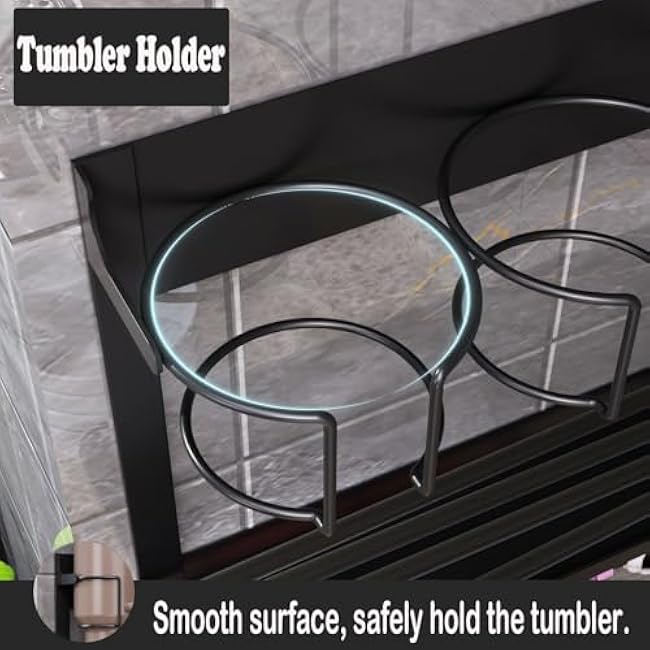 Magnetic Stanley Cup Holder for Refrigerator, Water Bottle Organizer for Stanley 40 oz with Lid Strap Hook, Kitchen Pantry Storage for Stanley Cup Accessories, Fridge Magnetic or Cabinet Adhesive