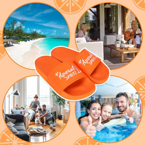 Aperol Badelatschen, Schlappen für Herren & Damen, Lustige Hausschuhe, Aperol Spritz Motiv Badelatschen, Badeschuhe für Aperol Spritz Liebhaberinnen und Aperol Fans, Urlaubsschlappen, JGA Geschenk