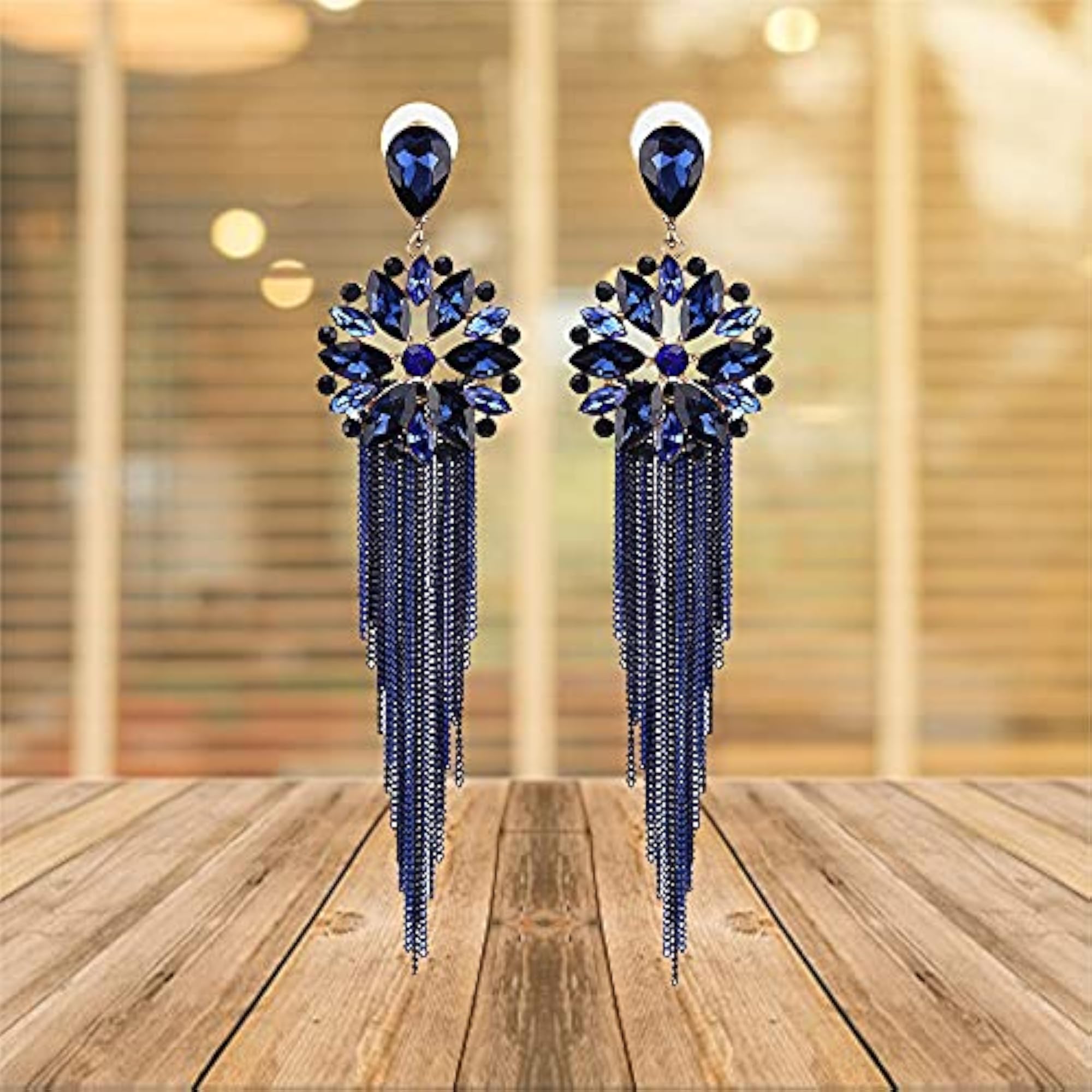 Sparkly Crystal Tassel Earrings for Women