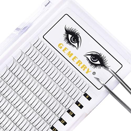 3D Premade Lash Fans Long Stem Volume Eyelash Extensions 0.07 D Curl 8-14mm mixed Lash Tray Volume Lash Extensions by GEMERRY (0.07-3D-D Curl-Mix 8-14mm)