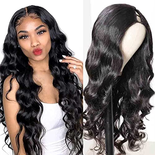 Image of Beauty Forever Body Wave U Part Human Hair Wig 150% Density 10A Grade,Brazilian Human Hair Glueless Full Head Clip in Half Wig Natural Color 24 Inch