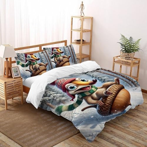 Housse de couette double écureuils de ski en microfibre 200x200 - 2