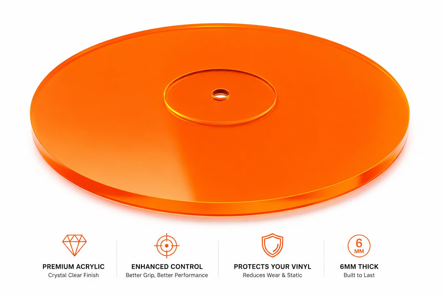 Alfombrilla para tocadiscos, alfombrilla acrílica para tocadiscos de vinilo LP de 2,7 mm de grosor para un mejor soporte de sonido en el tocadiscos, proporciona graves antiestáticos y más a