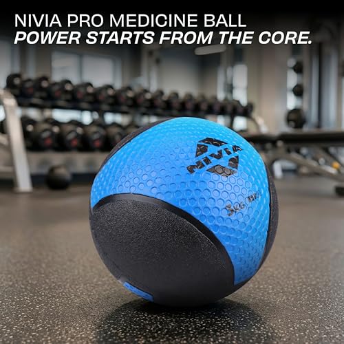 Image of Nivia Pro Medicine Ball for Strength Training, Core Workouts, Endurance Training, Non-Slip Surface, Weight Ball for Crossfit (Dark Blue, 3 KG)