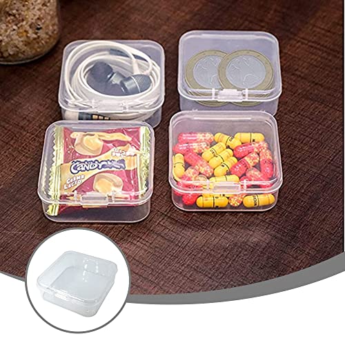 Image of 12 Pack Mini Beads Plastic Storage Container Box Case with Flip-Up Lid Small Clear Square Box for Collecting Small Items Jewelry Crafts Game Pieces(2.2 * 2.2 * 0.8in)