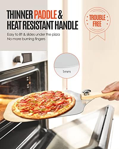 Pizza Peel Aluminum Pizza Spatula, Mooues 12 inch Metal Pizza Paddle(12