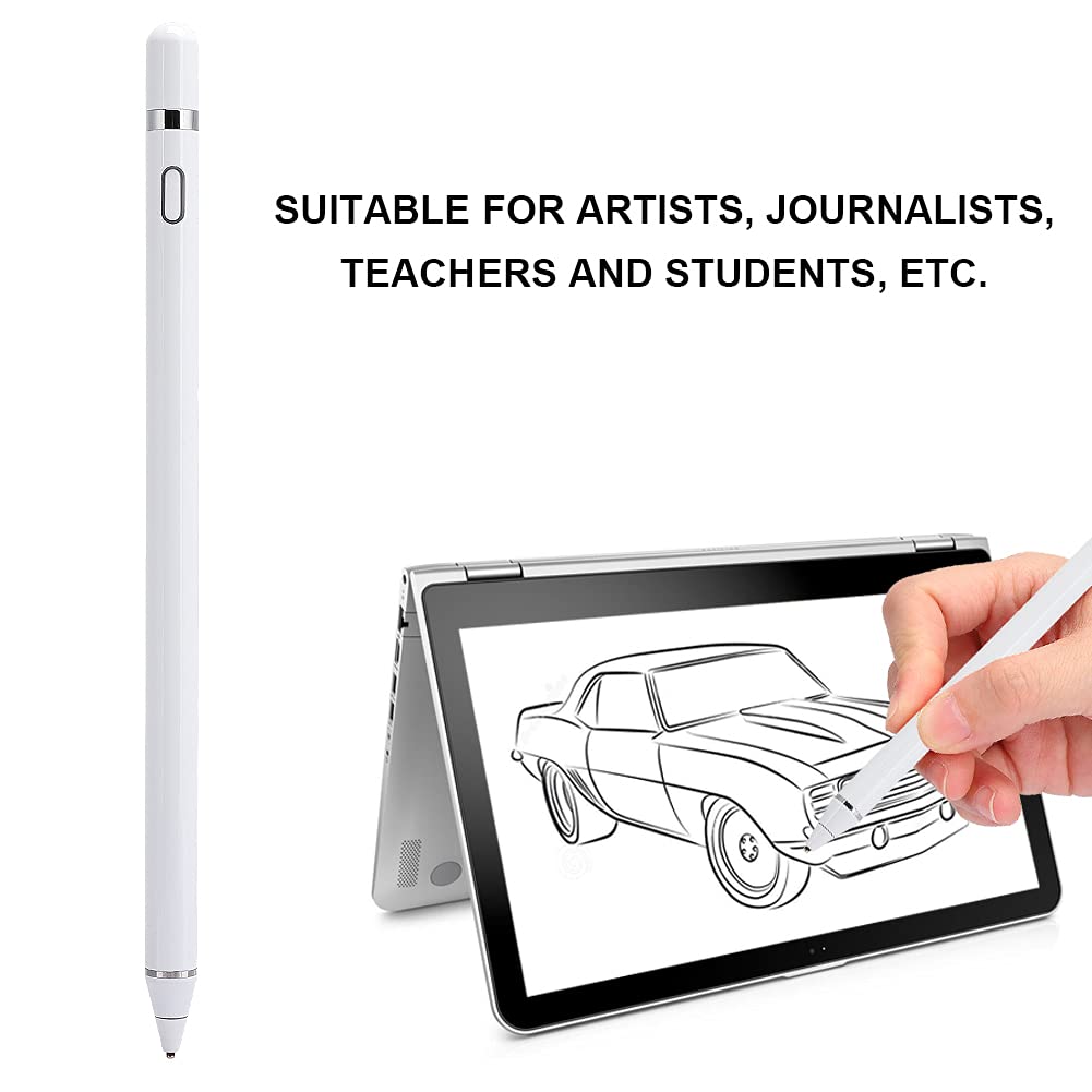 Yctze Penna Stilo Attiva, Penna Touchscreen Universale ad Alta sensibilità, per iOS/per Telefono Android/per Tablet Android/per Tablet Windows, Penna tattile capacitiva(Bianca)