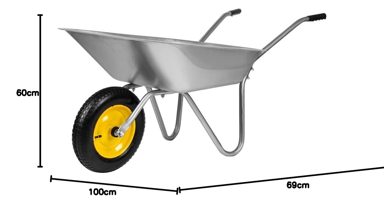 PALISAD Taczka ogrodowa budowlana jednokołowa, stal ocynkowana, 65 l, udźwig do 90 kg