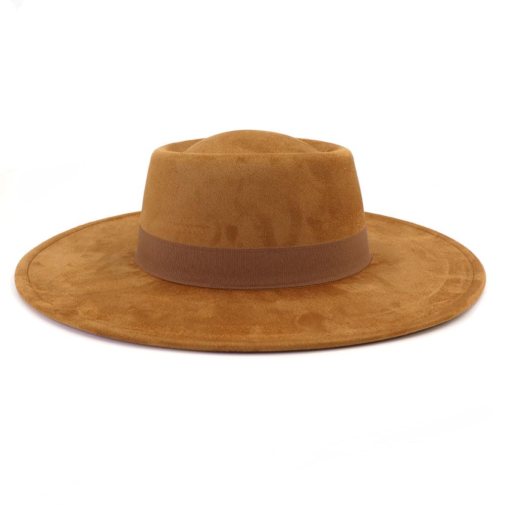 LIDHAY Cappelli Fedora a tesa larga per donne e uomini, grande camoscio Panama Rancher Cappello Pork Pie Jazz Hat