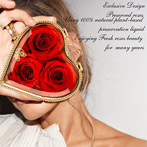 TGELATA Preserved Flowers Box, Fresh Flowers Birthday for Her, Mom Women, Forever Red Roses, Preserved Rose Romantic Gifts for Wife for Christmas Valentine's Day