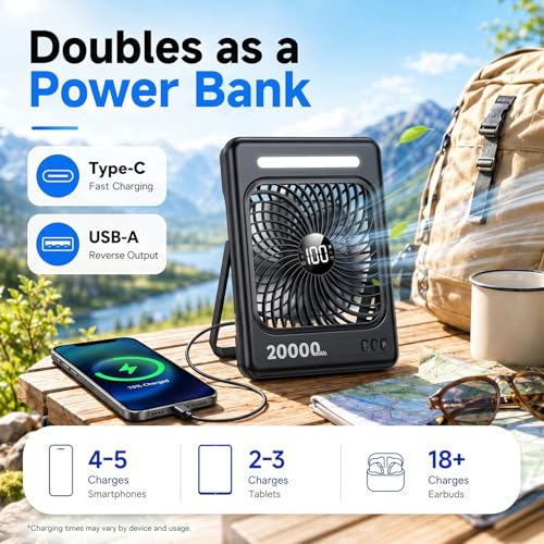 20000mAh Battery Powered Camping Fan Max 60H Runtime Ultra Slim 5 Speeds - image 8