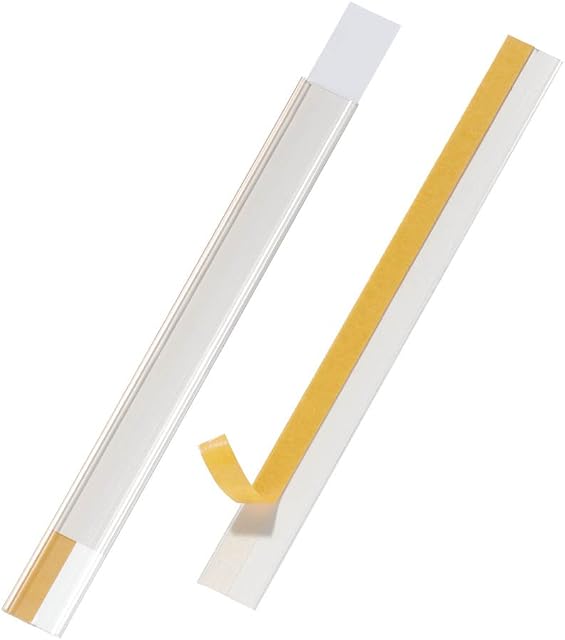 Durable SCANFIX Self-Adhesive Ticket Holder | Scannable EPOS Ticket Strip Holder | 200 x 20 mm | Pack of 50 | Perfect for Retail and Warehouse Shelving