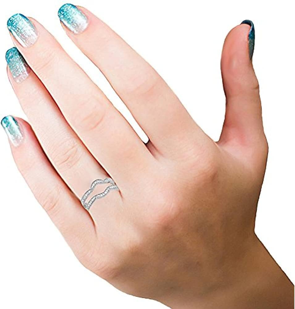 Round Cut Dia White Gold Over .925 Sterling Silver Enchanted Enhancer Guard Ring For Women's