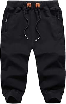 XUETON Mens Capri Jogger 3/4 Below Knee Workout Running