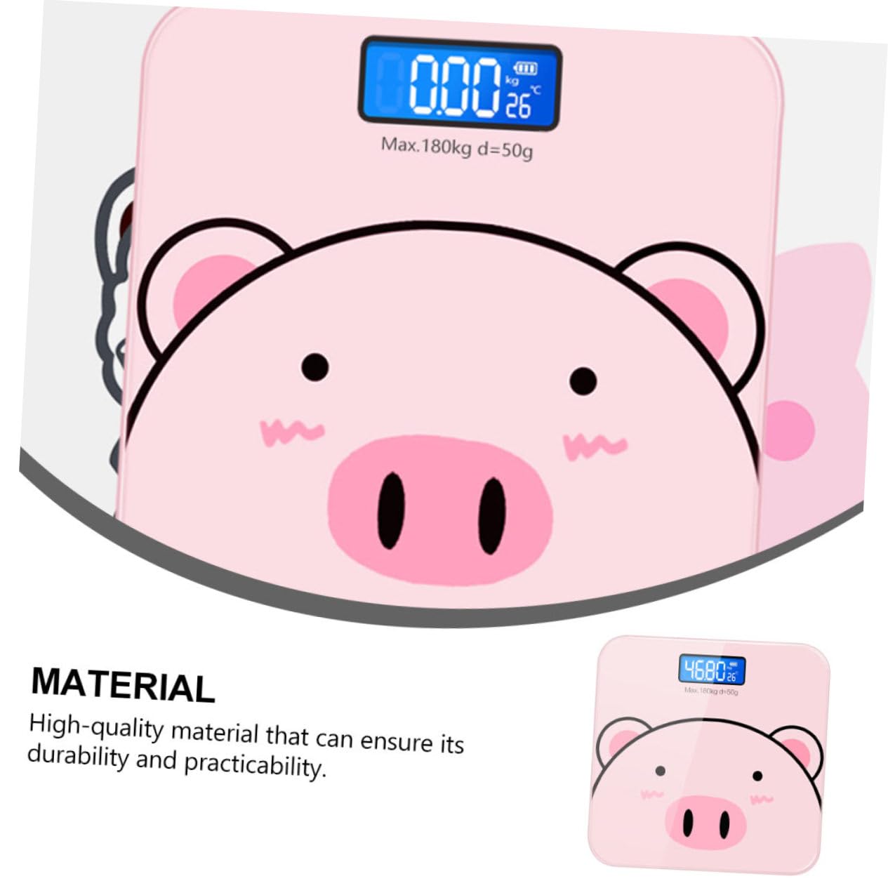 Hohopeti Báscula y Digital de Peso Corporal Vidrio Templado Diseño de Dibujos Animados Precisión de 2 Decimales para Uso Doméstico y Obsequio Práctico